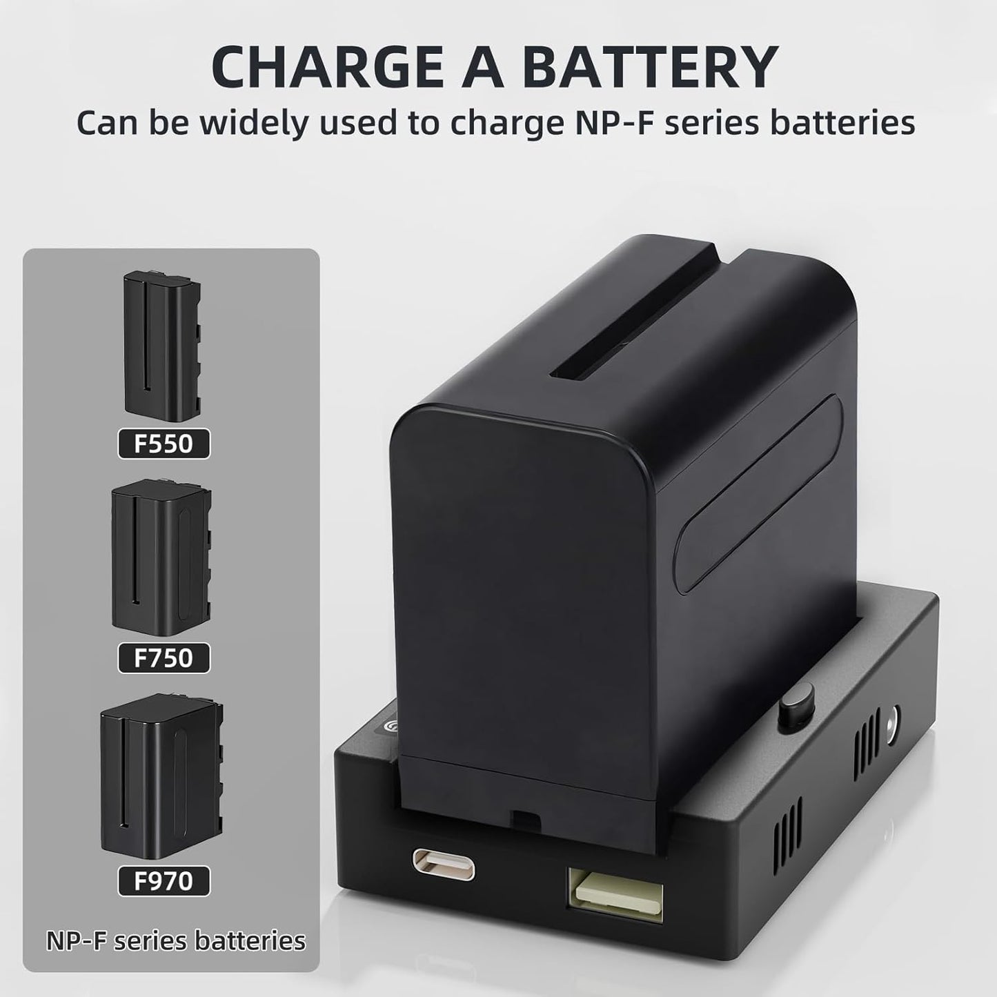 F1TP 12V/16.8V/5V NP-F Battery Mount Plate with D-Tap & USB Output, Compatible with Sony NP-F Series Batteries, Power