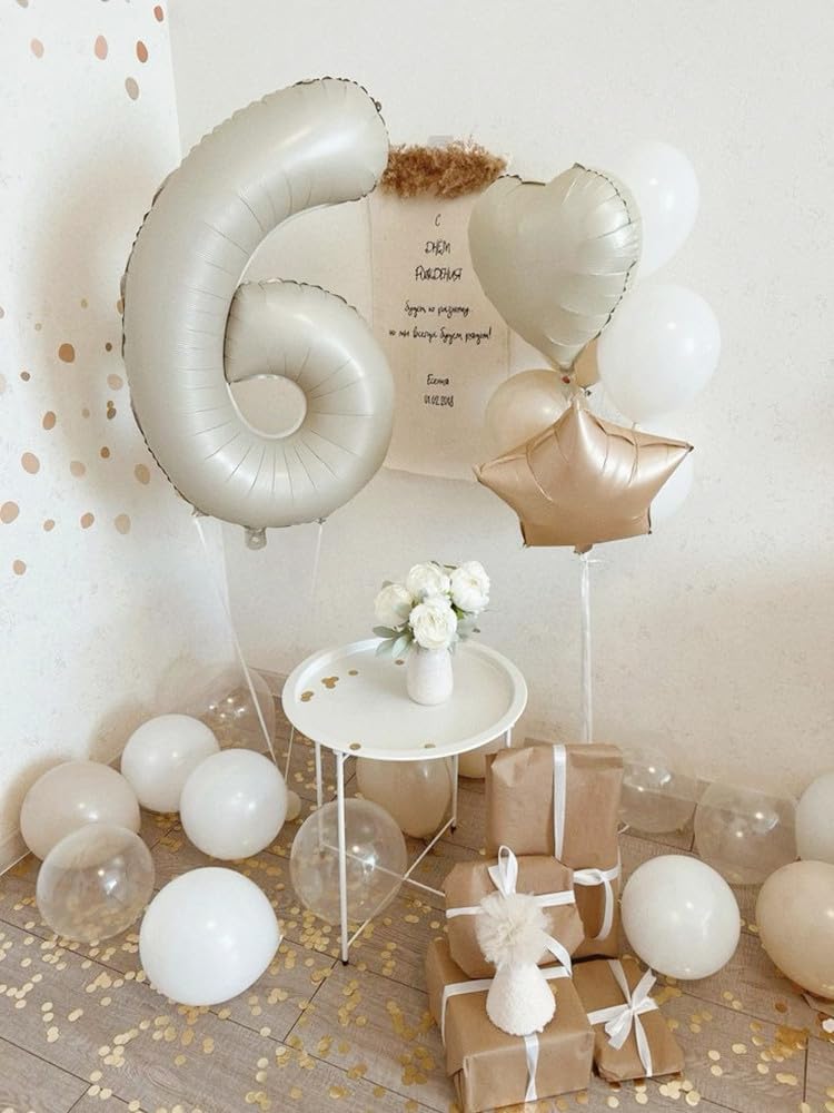 Skiennix 40-Inch Large Number Balloon - Cream White 4 Balloon for Birthday & Graduation Celebrations