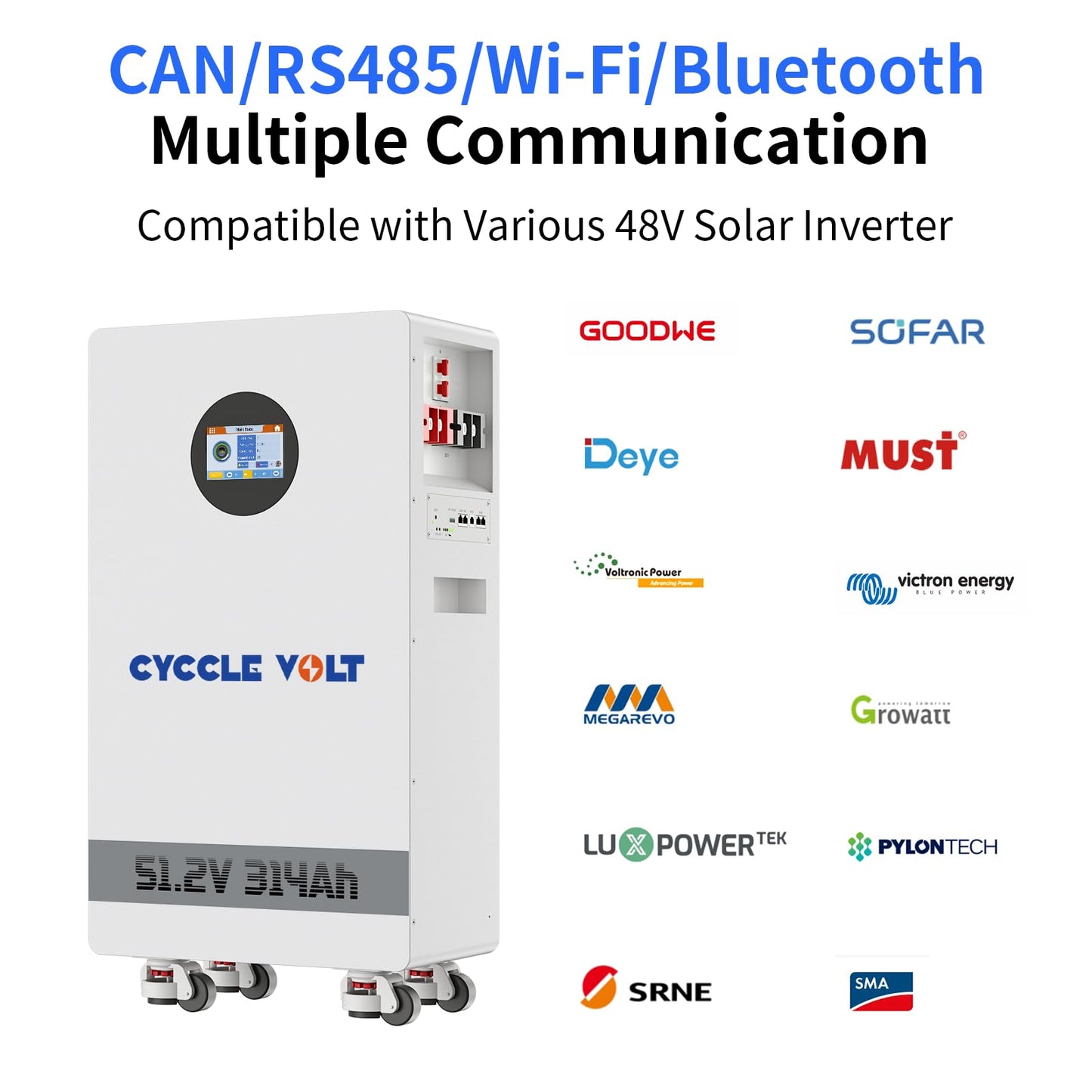CYCCLEVOLT 48V 300Ah (314Ah) LiFePO4 Lithium Battery with 200A PACE BMS, 16KWh Solar Battery, WiFi&Bluetooth, RS485/CAN, 250A Circuit Breaker, 8000+ Cycles for Off-Grid, Solar System, RV, Farm Energy