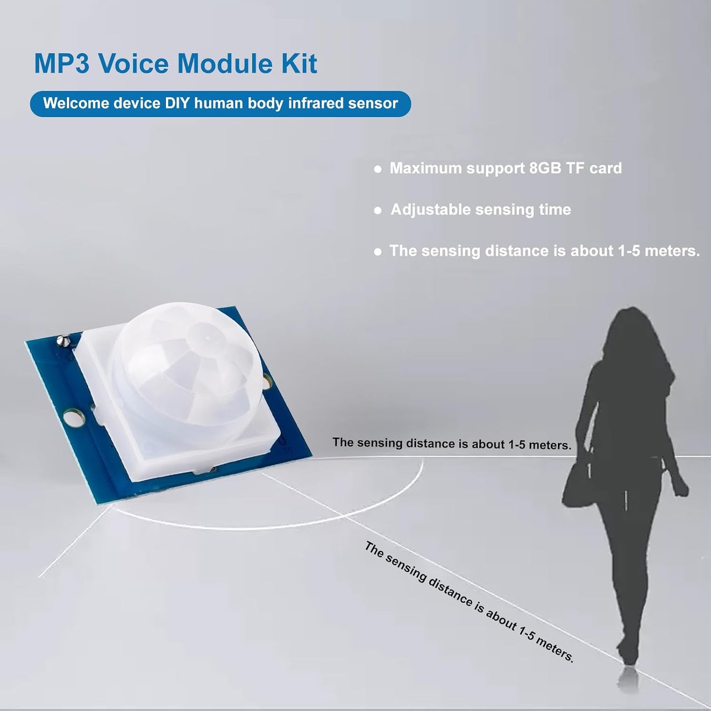 Geekstory MP3 Playback Kit Voice Recording Module Sound Recorder Board with Speaker+PIR Sensor Support USB Download
