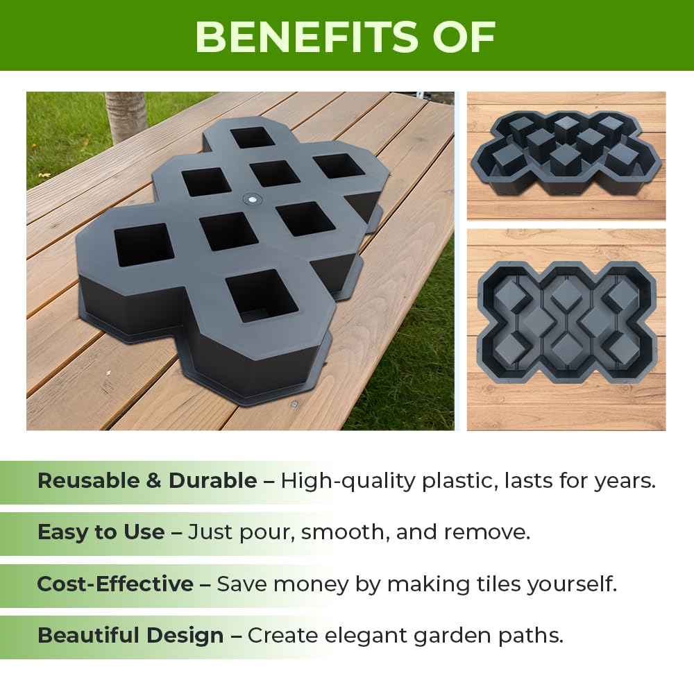 BETONEX Concrete Grass Pavers Breeze Block Paving Bricks Mold ABS 4mm Parking - Plastic Mold for Concrete Paving Cement - Pathmaker Form