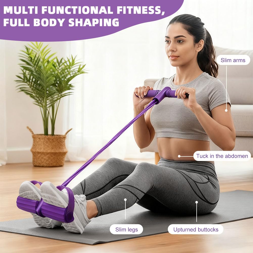 21 Fitness Resistance Bands-6 Tube Pedal Ankle Puller, Multifunction Tension Rope, Pedal Resistance Band with Handle Sit Up Exercise Equipment Home Gym Tummy Trainer for Men Women (Size:6 Tube)