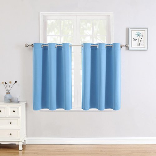 ChrisDowa Small Window Curtains - Grommet Thermal Insulated Room Darkening Panels (Sky Blue, 52 x 36 Inch)