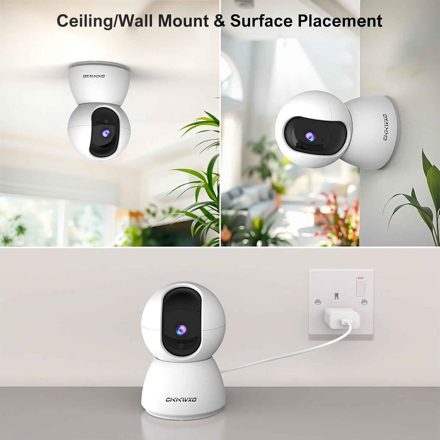 CiKiKWXO 2.4&5G 2K Vision,2-Way (2 Pack) WiFi Indoor Security Camera, HD Pan/Tilt Cameras for Home Security, Baby