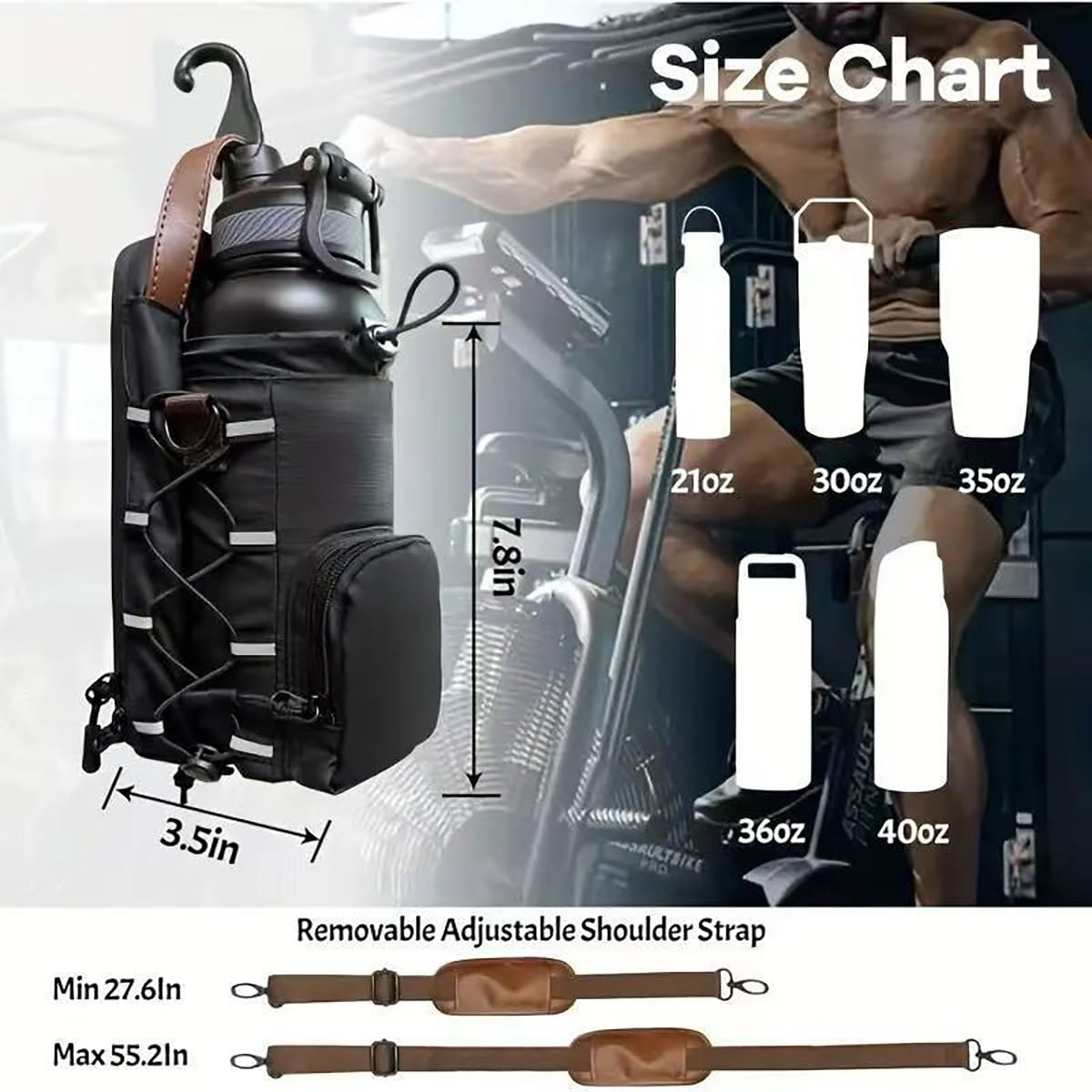 YMTengFei Magnetic Gym Bag with Water Bottle Holder & Phone Pockets & Shoulder Strap,Magnetic Bag Gym Accessories Organizer for Men Women,Crossbody Bag for Sports & Travel (Brown)