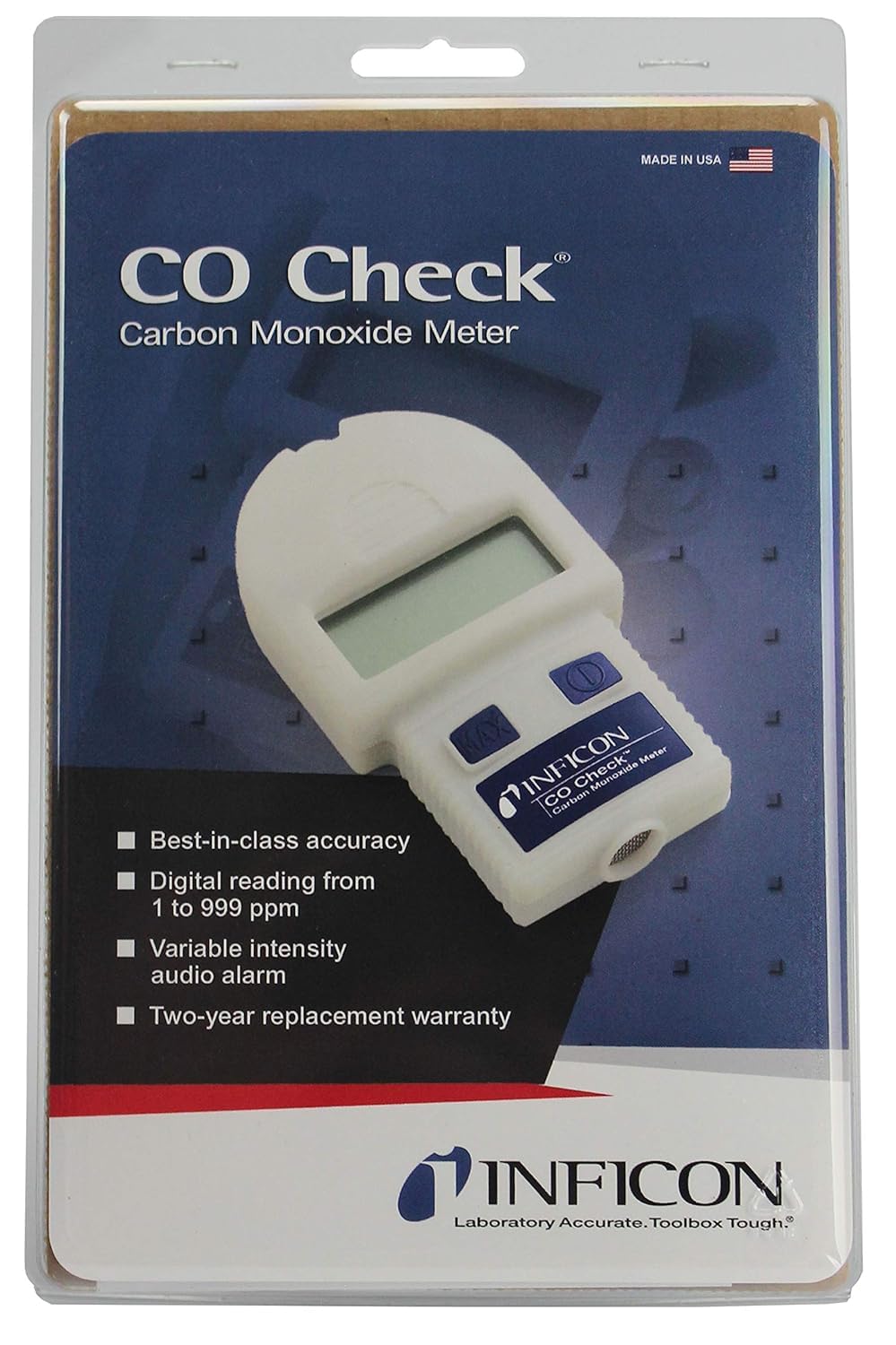 INFICON 715-202-G1 CO Check Carbon Monoxide Meter with Holster Case, 1/999ppm Range, 9V