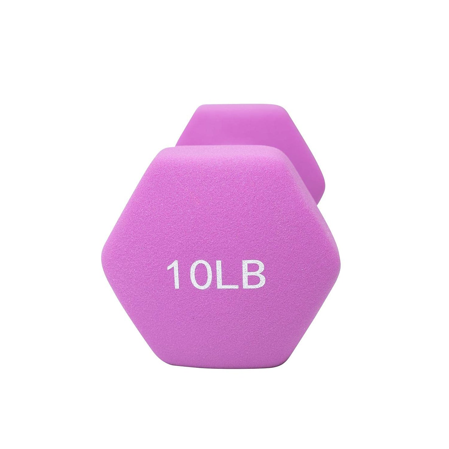 FUXION 10 lb Neoprene Dumbbell Hand Weights, Sets of 2 with Multiple Weight Options, Hexagon Non-Slip Weights for Home Gym Yoga Pilates Workout - purple