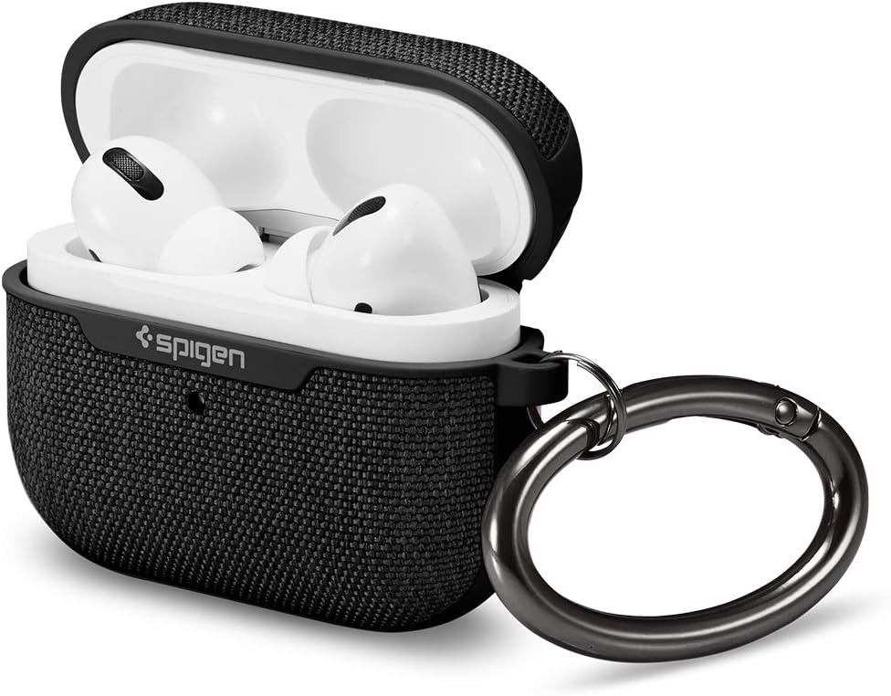 Spigen (2019) Urban Fit Designed for AirPods Pro Case Premium Fabric Cover with Carabiner - Black