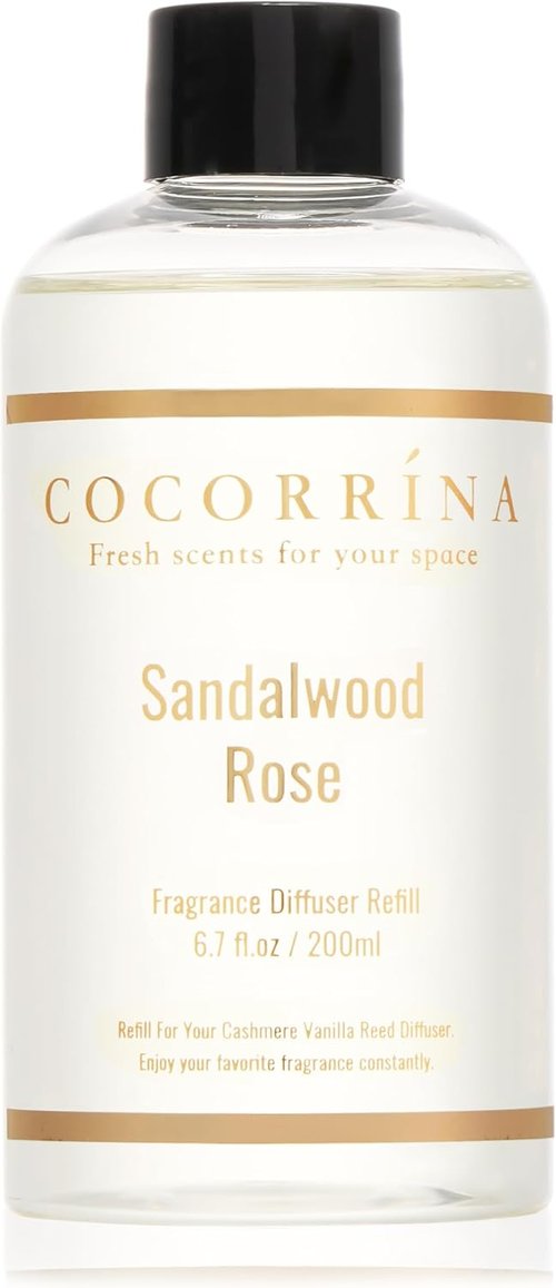 COCORRÍNA Reed Diffuser Refill - Sandalwood Rose Scent | 6.7 Fl. Oz with 8 Sticks