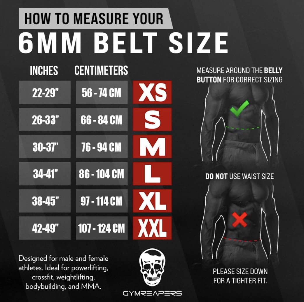 Gymreapers Weightlifting Belt 6MM Genuine Leather - Double Prong Power Belt Heavy Duty 4-Inch Wide - Strong, Stabilizing Back Support for Deadlifts, Squats Powerlifting (Black, Small)