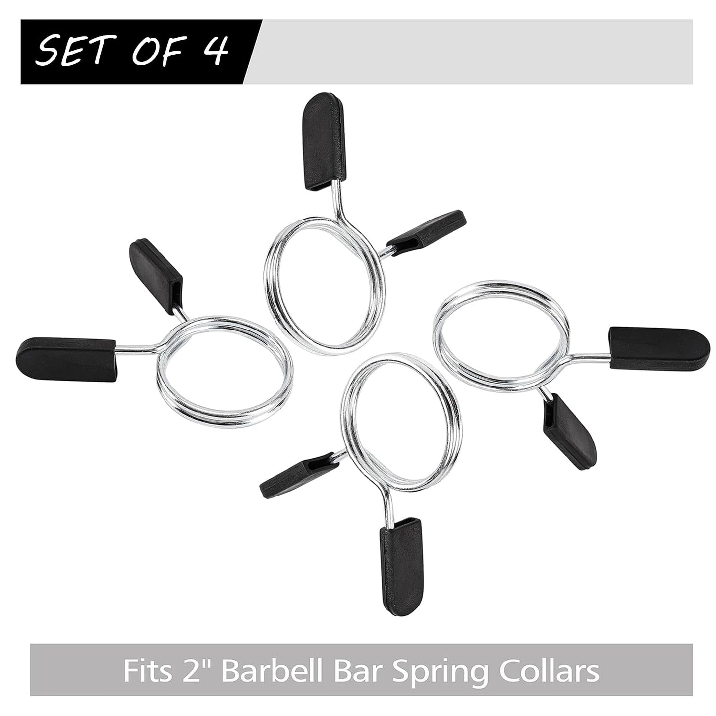 Barbell Clips Olympic Barbell Clamps Collars 2 Inches Weight Bars Lock Dumbbell Spring Clips Circlip Fitness Weightlifting Buckle 4 Pack