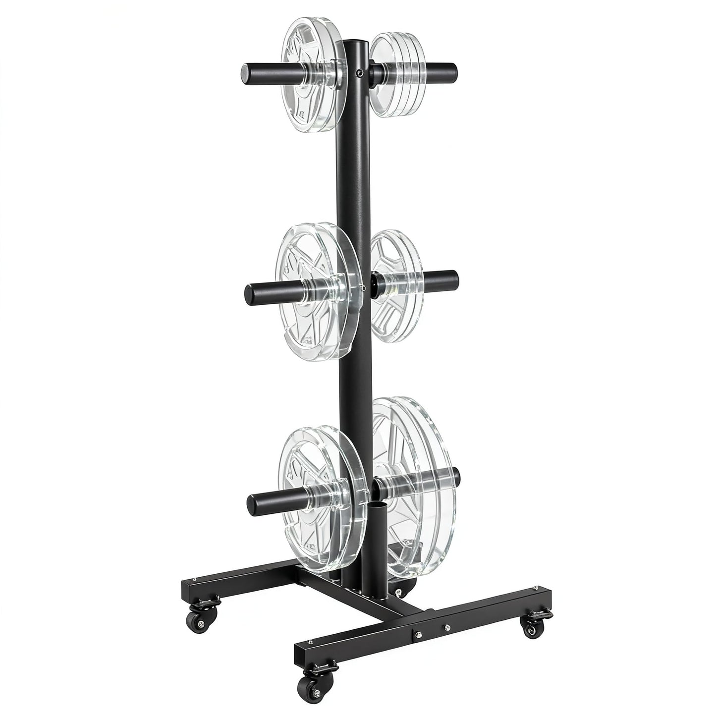 Fitvids 2-Inch Olympic Weight Plate Tree, Square w/Wheels, Black
