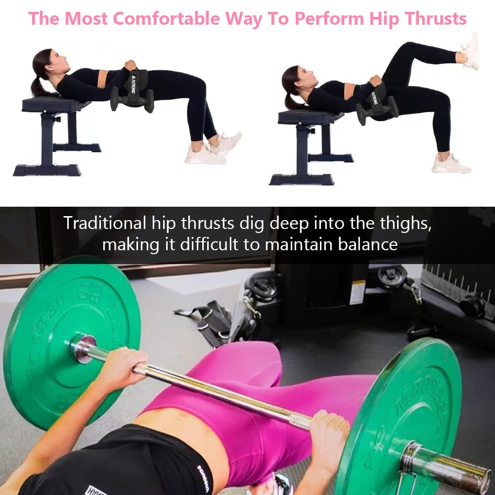Flintronic Exercise Hip Thrust Belt, Glute Trainer, Adjustable Hip Thrust Belt with Extra Padding for Dumbbells Kettlebells Gym Fitness Bodybuilding Weightlifting, Pink