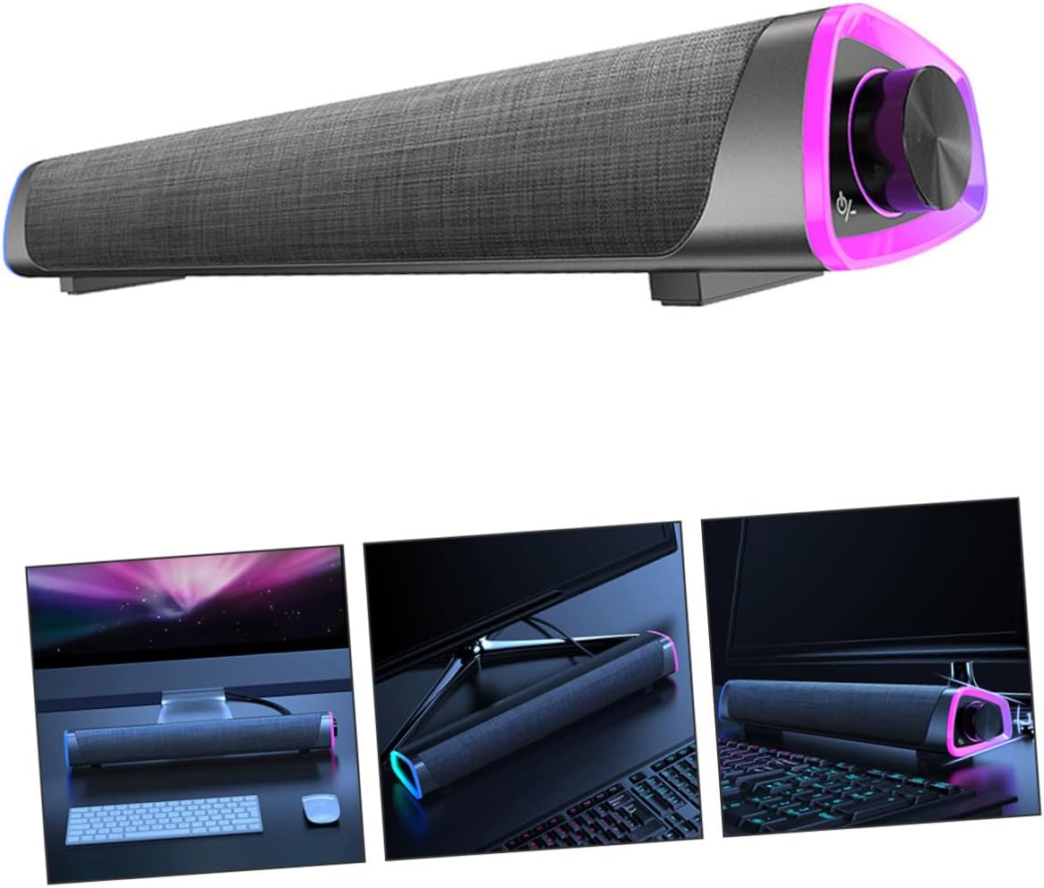Gatuida 3D Wired Soundbar Speakers for Desktop Black Surround Sound Audio System Dual Drivers USB Powered Compatible