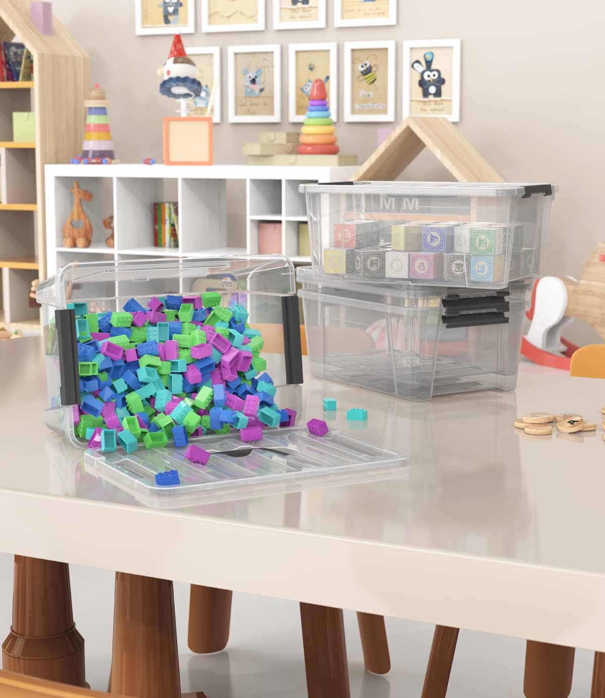 WYT Clear Storage Latch Bins - 6-Pack Organizer Boxes with Handles & Lids | 5-Litre Capacity