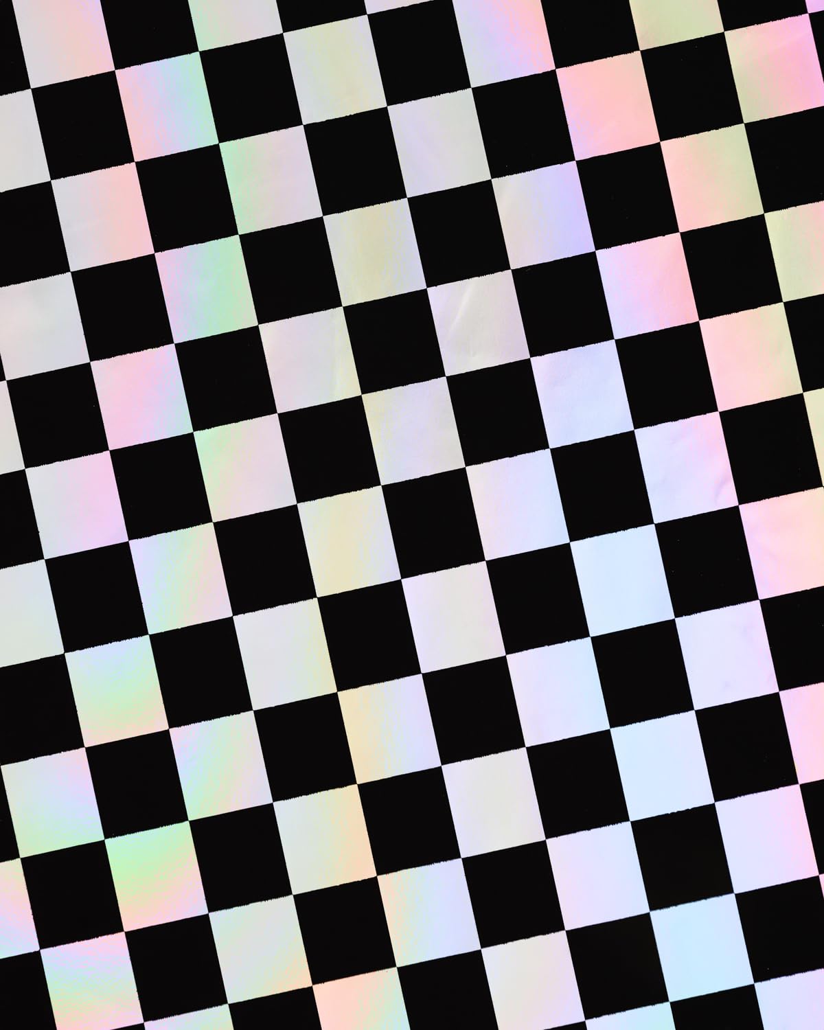 xo, Fetti Black and Iridescent Checkered Washable Tablecloth - 9 ft. | Birthday Party Decorations, Disco Bachelorette Party Supplies, Retro Tableware, Cute Table Cover