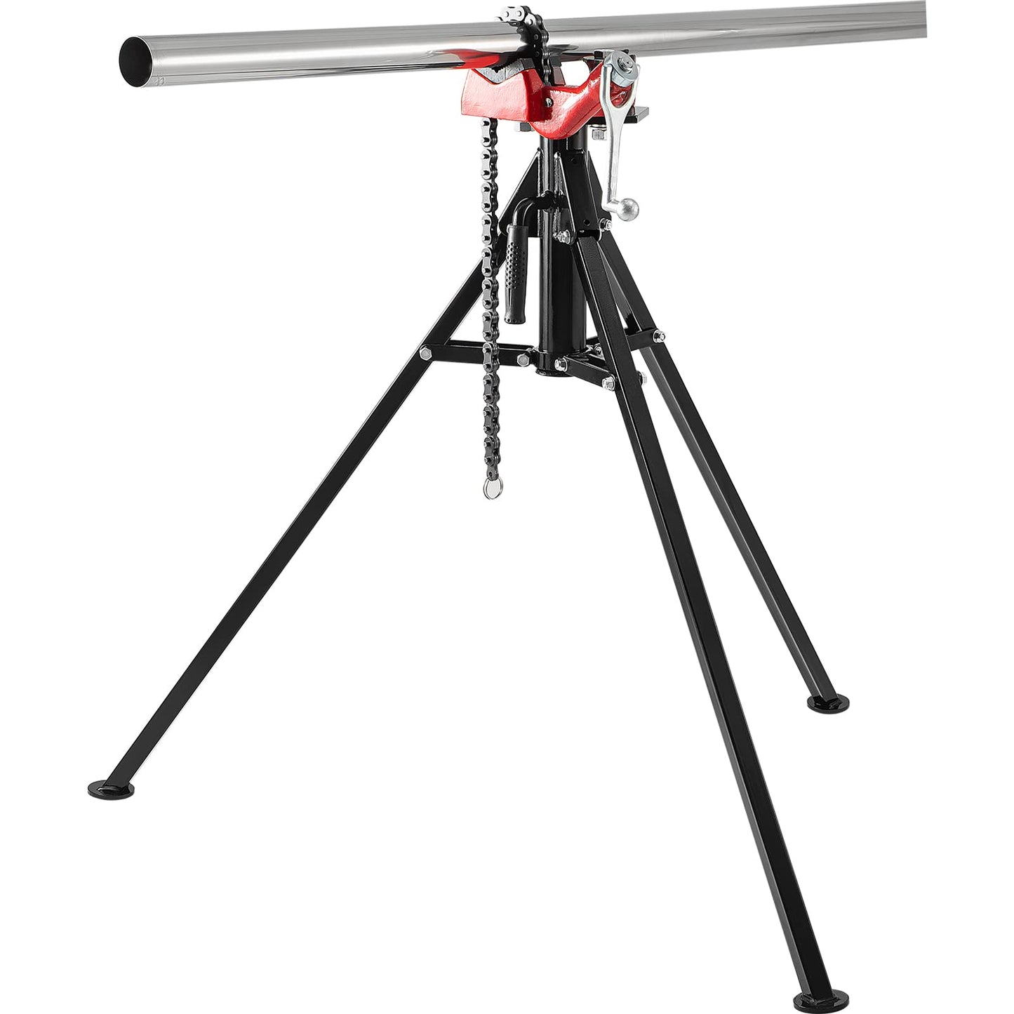 VEVOR Tripod Pipe Chain Vise, 1/8"-5" Pipe Capacity, 36.4“ Length Chain Vise Stand with Portable Folding Steel Legs, for Grabbing, Supporting and Bending Pipes in Factory, Workshop and Home