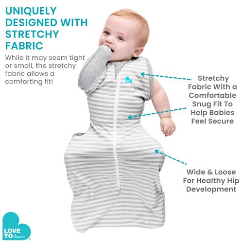 Love to Dream Swaddle UP Transition Bag Warm 2.5 TOG, Pink Silly Goose, Medium 8-13lbs, Patented Zip-Off Wings, Gently Help Baby Safely Transition from Being Swaddled to Arms Free Before Rolling
