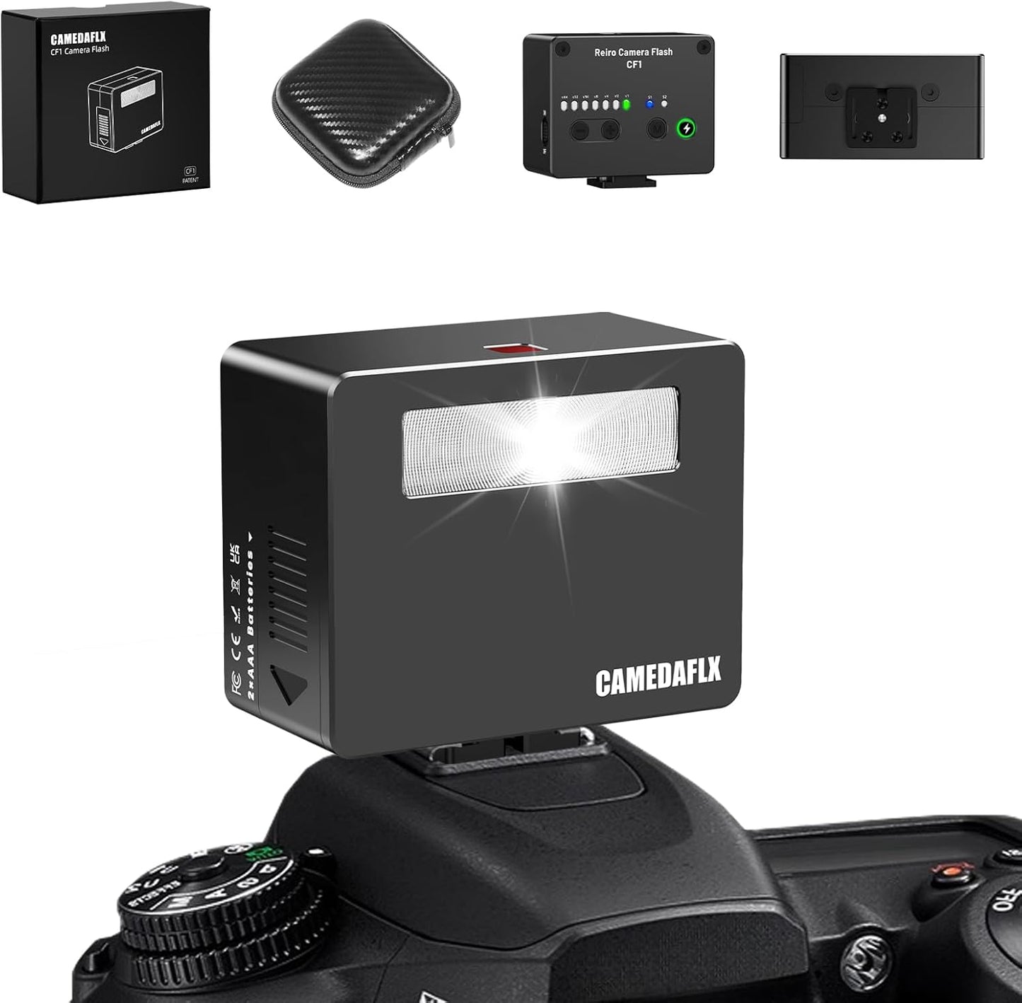 CAMEDAFLX CF1 GN15,7 GR3/Canon/Nikon/Sony ZV1/Fuji/Mini Mini Camera Flash Aluminum Camera Flash Power Levels Hot Shoe