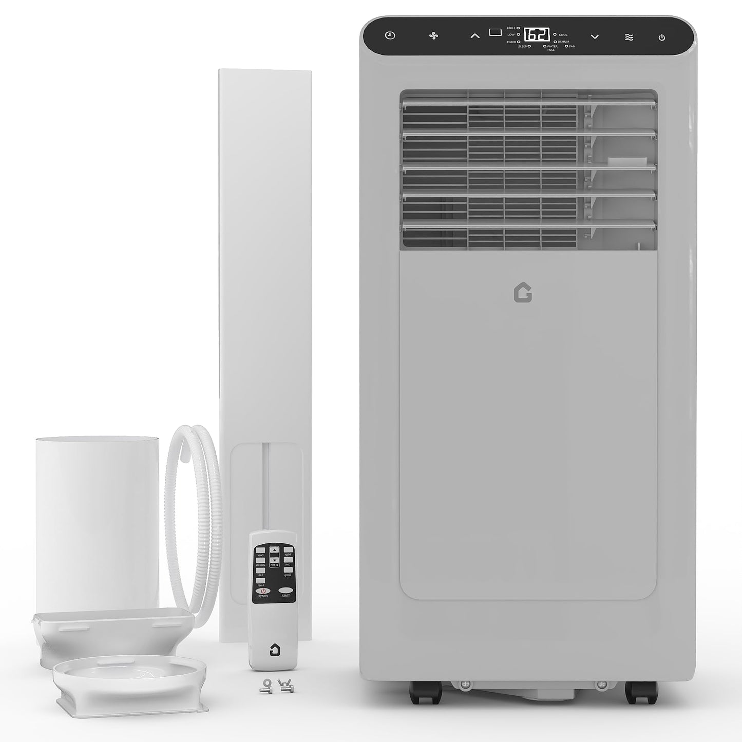 Garvee 8000 BTUs Portable Air Conditioner,Up to 350 Sq.Ft. Remote Control 48dB Portable AC Unit, Dehumidifier, Fan, Sleep, 24H Timer&Installation Kit, DOE Certified, Ceer 6.2,Grey+Black Panel