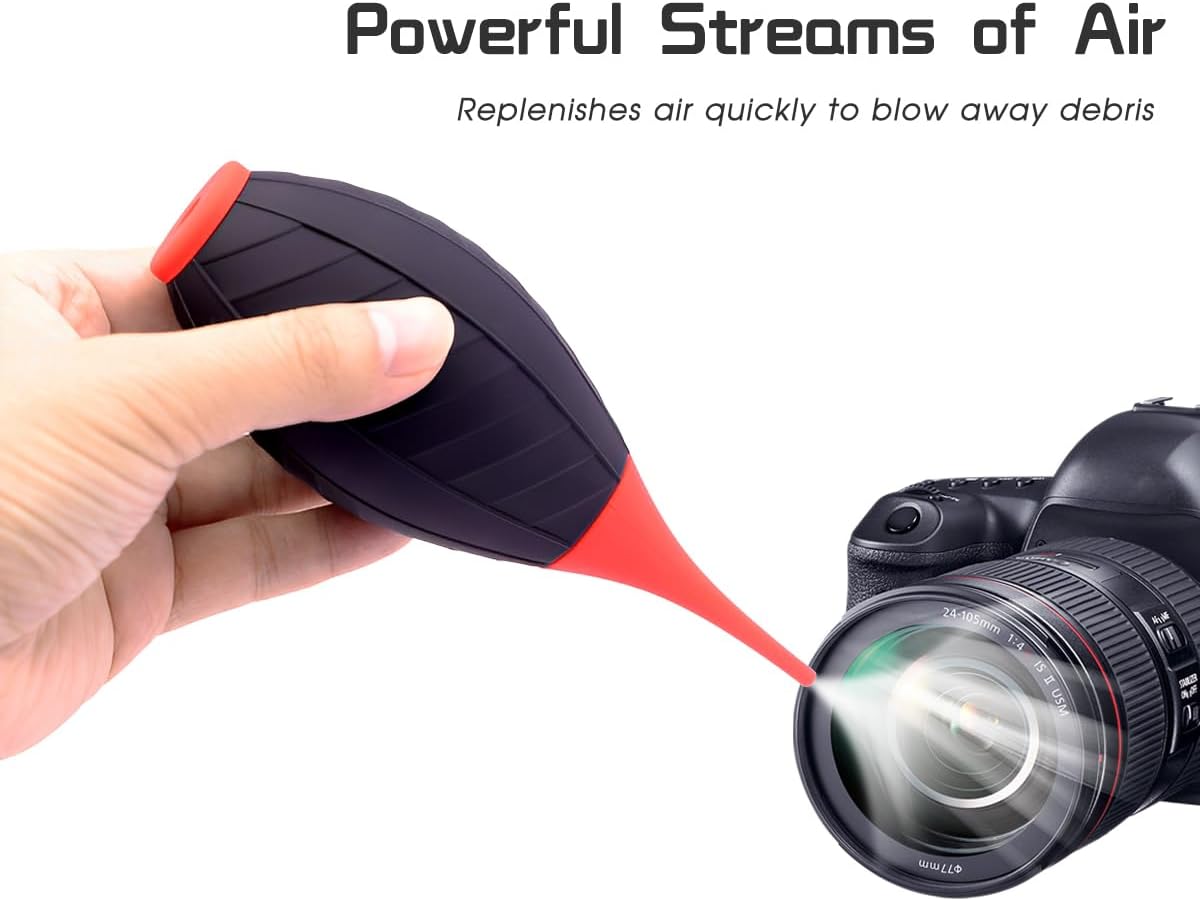FUSMYE 2 Pack Silicone Air Blower Blaster Pump Dust Cleaner with Cleaning Brush Cloth, Camera Cleaning Kit Camera Lens