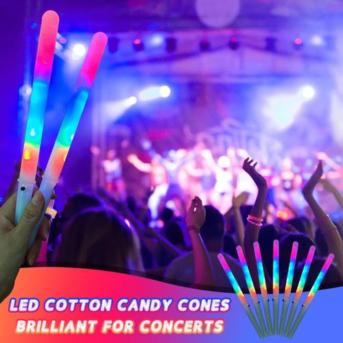 50 Pcs LED cotton candy cones,Glowing cotton candy sticks，Cotton candy holder reusable and waterproof, suitable for Christmas party (colorful)