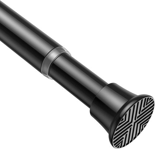 AIZESI Tension Rod - Adjustable Spring Curtain Rod 24 to 46 Inch | No Drilling, Black Finish for Windows & Doorways