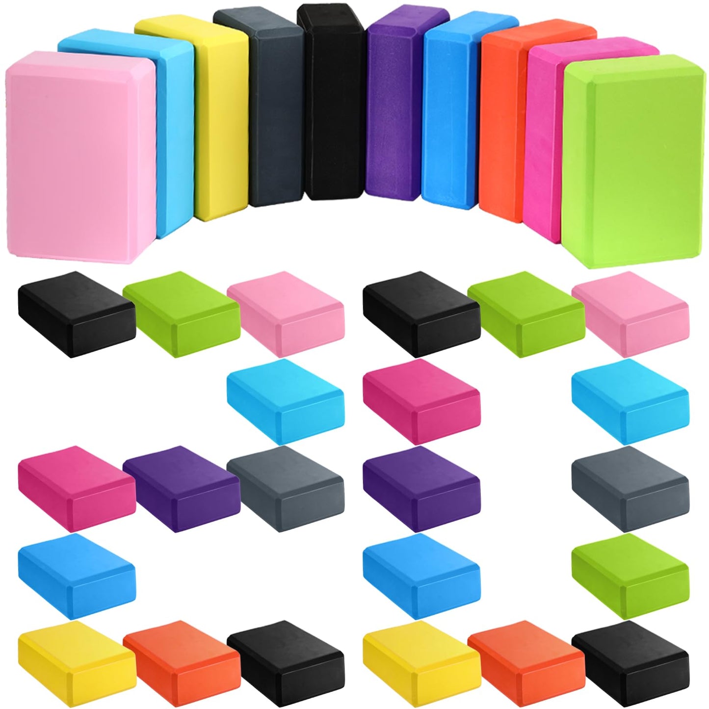 20 Pcs Foam EVA Yoga Blocks Lightweight Yoga Bricks Non Slip Supportive Foam Blocks Prop Accessories for, Pilates, Stretching and Meditation, Women Men Yogi Beginners (Multicolor)