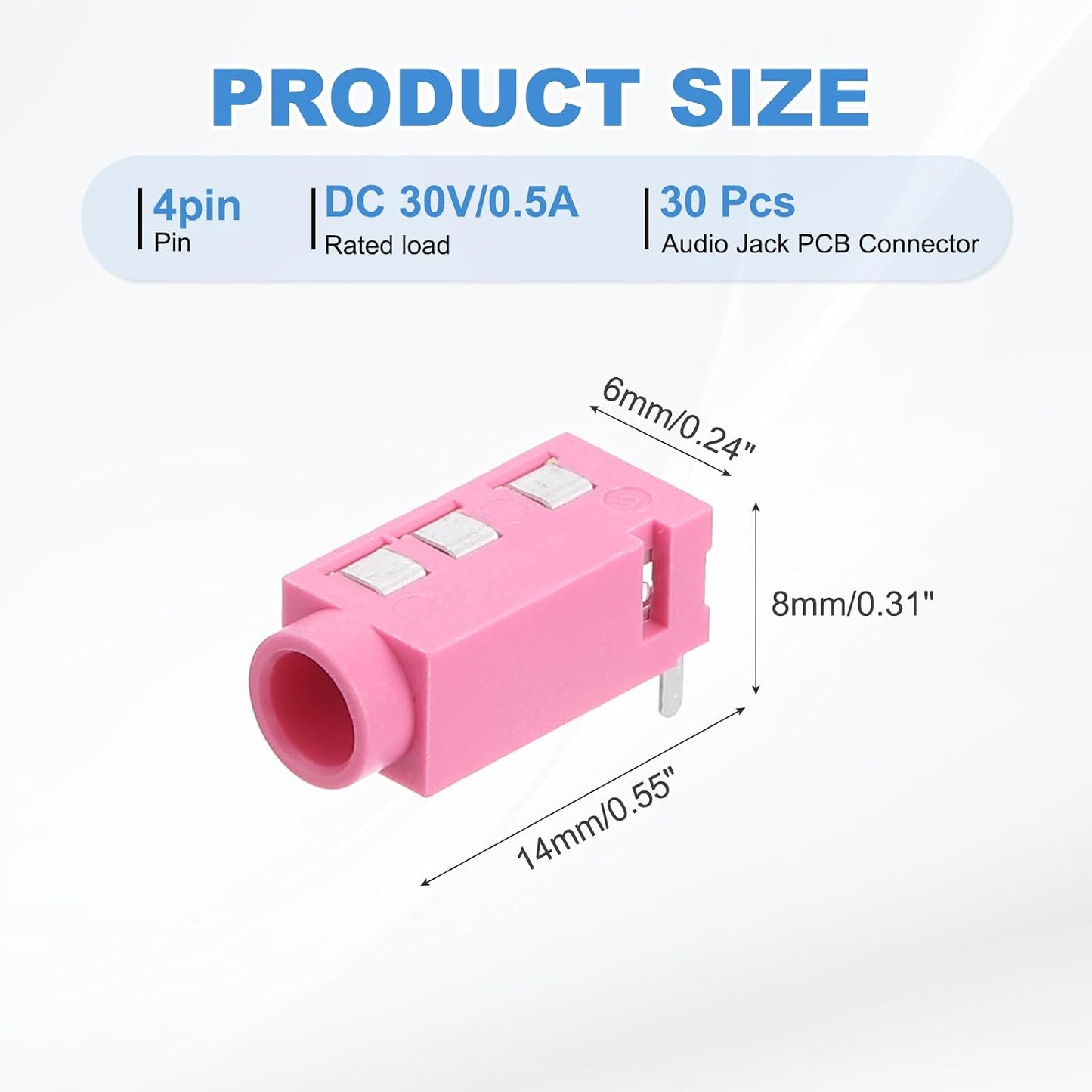 10Pcs 1/8" 3.5mm 4 PJ-320A MP3/MP4 uxcell Stereo Jack Socket, Pin PCB Mount Female Socket Headphone Audio Connector