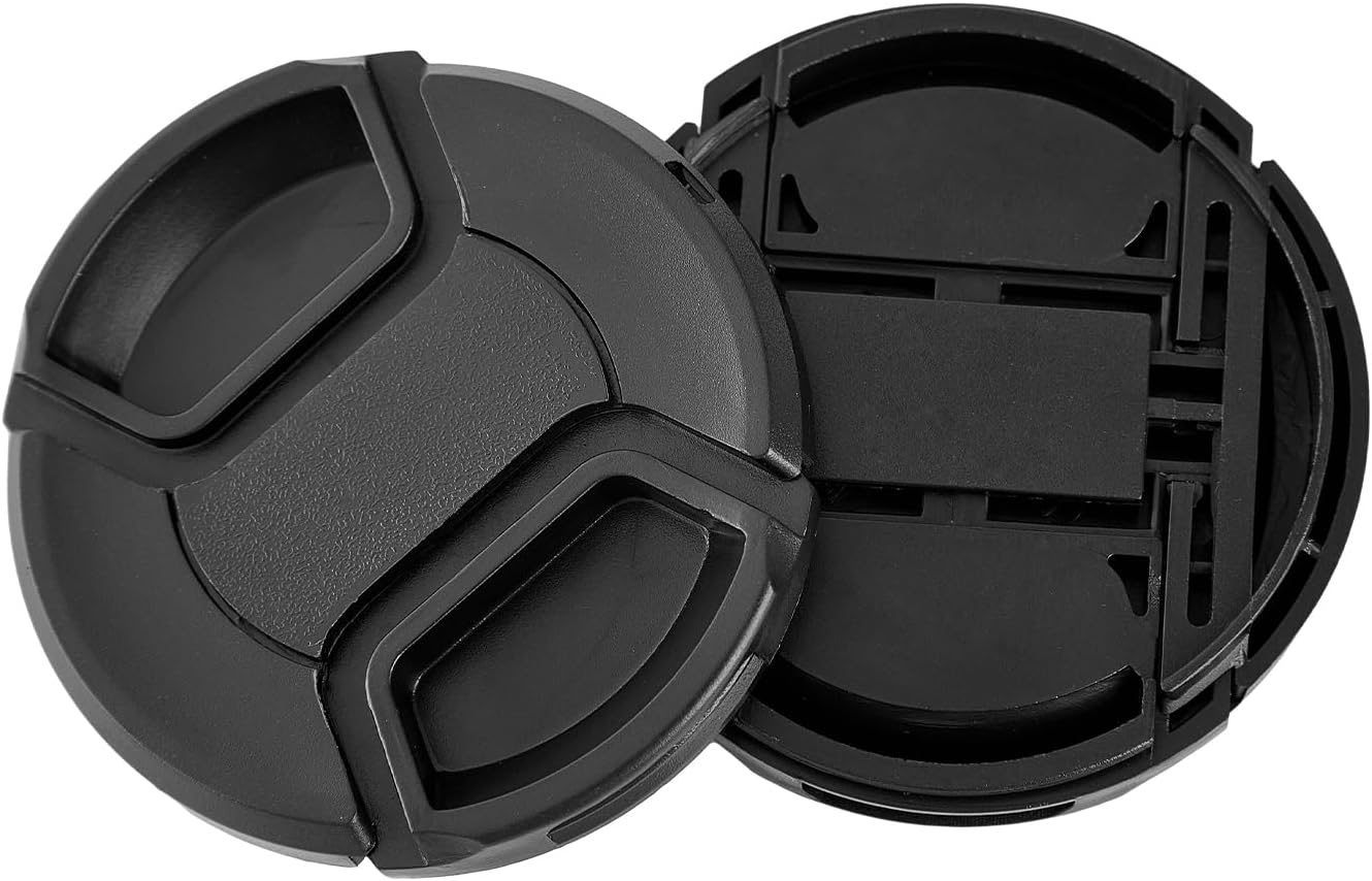 ZZJMCH 2 Pack 55mm Pinch 100% (55mm) Center Front Lens Cap, Extra Strong Springs, Camera Lens Cover, Made from Recycled