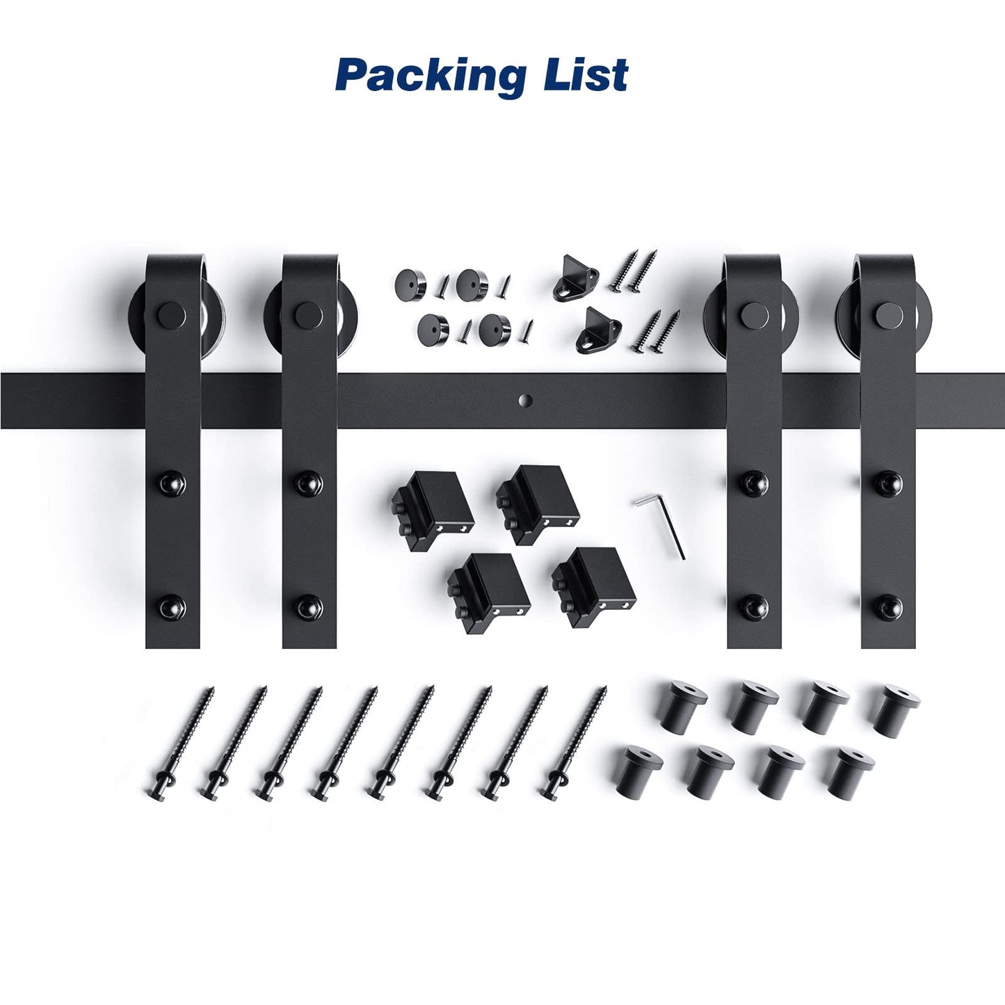 EaseLife 10 FT Double Door Sliding Barn Door Hardware Track Kit,Basic J Pulley,Heavy Duty,Slide Smoothly Quietly,Easy Install (10FT Track Kit for Double 30" Wide Door)