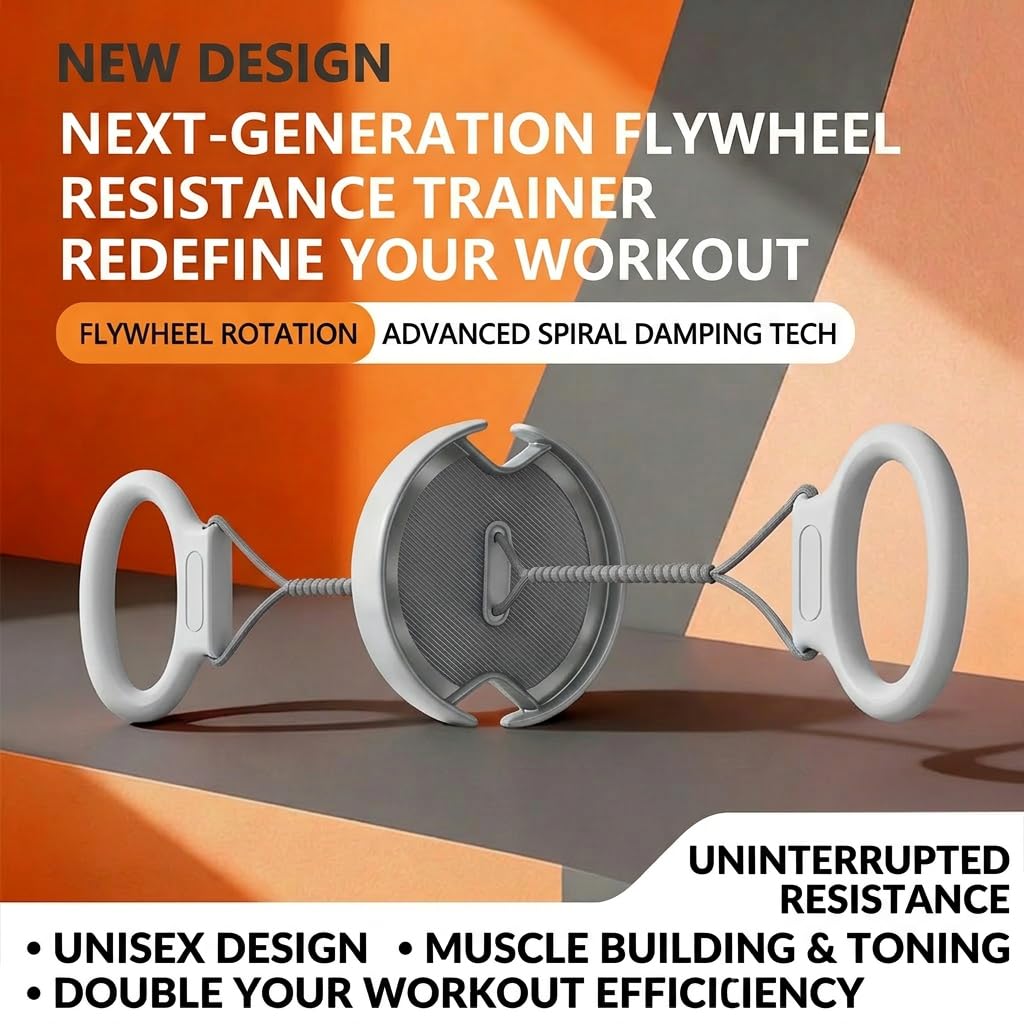 RunBaiNianFlywheel Resistance Trainer, Dual Handle [Gray]