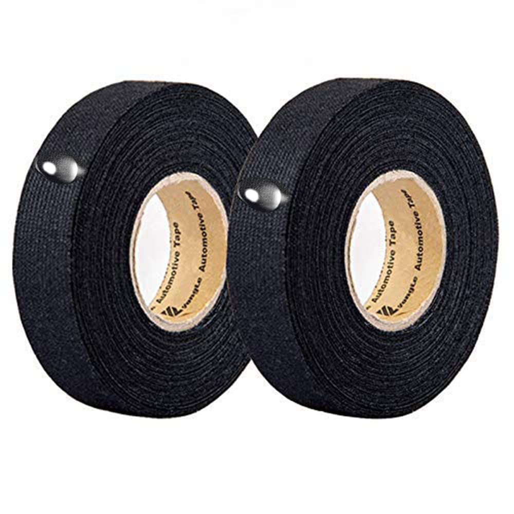 Ergonflow (19MM 25M)(2 Automotive Wiring Harness Cloth Tape High Temp Wire Harness Wrapping Tape, Black Adhesive Fabric