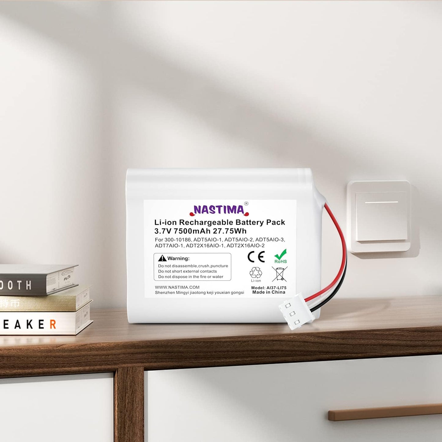 NASTIMA 3.6V/4.2V 300-10186 Command 3.6V 7500mAh 27Wh Li-ion Replacement Battery Compatible with ADT Smart Security