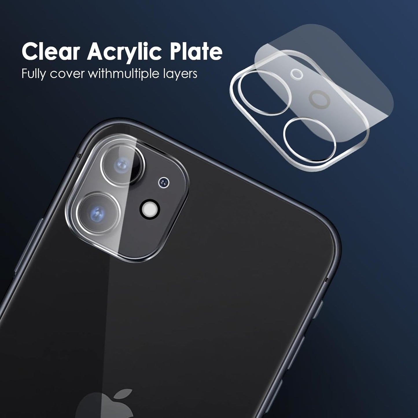 11/12 9H FanTEK Camera Lens Protector for iPhone Mini, Tempered Glass Camera Screen Cover, Ultra HD Clear Acrylic Full
