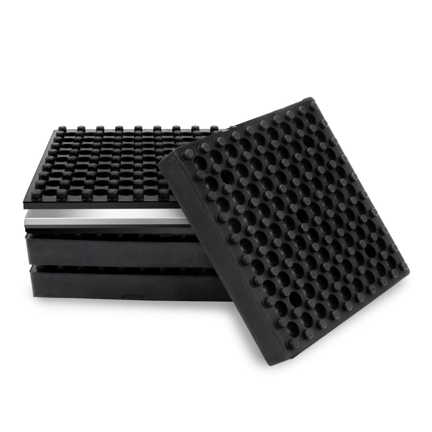 4 Pack Exercise Equipment Mat, Heavy Duty Thick Steel Embedded Rubber Pad, for Treadmills, Washing Machines, dryers, Non Slip Noise Reduction, 4 x 4 x 0.8 Inches