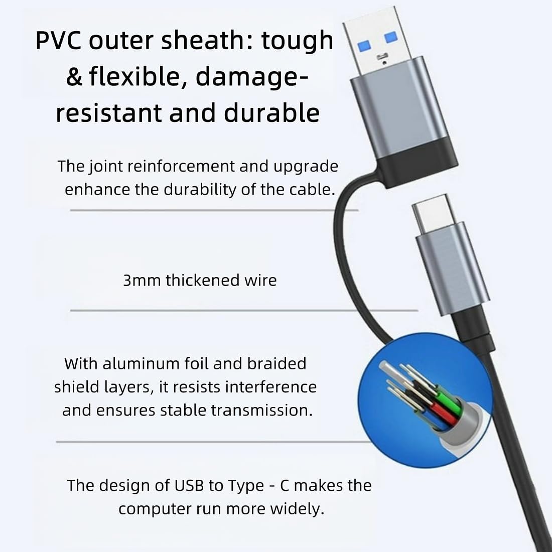 HCUSR 5 1 3.0/2.0, USB-C Hub Splitter in with USB SD/TF Splitter Card Reader, Aluminum Docking Station USB Hub