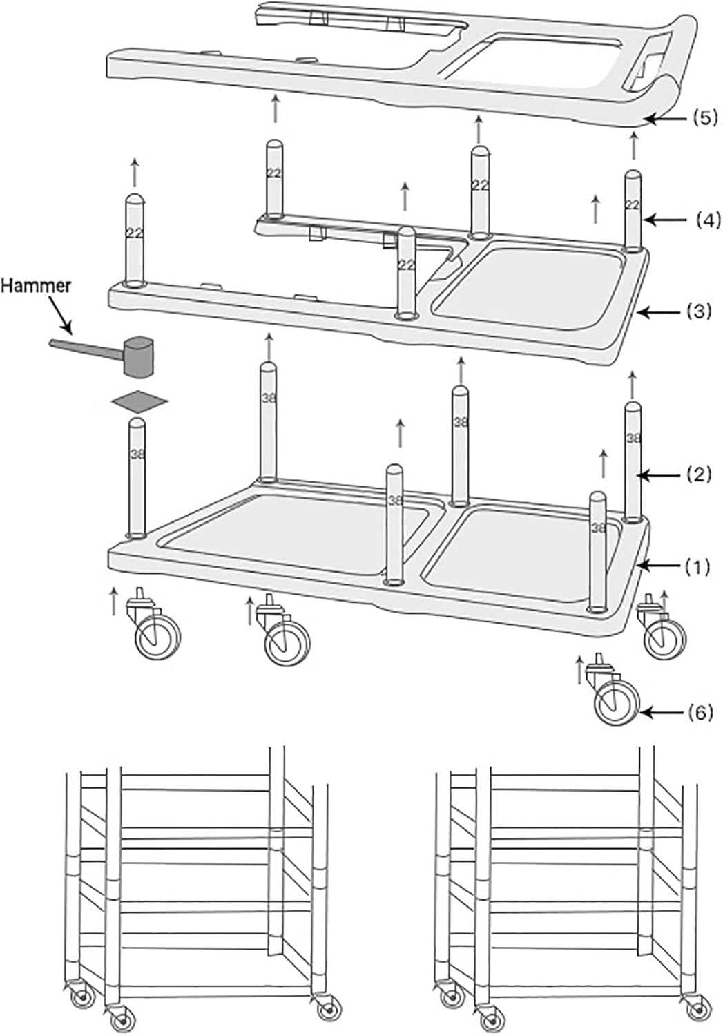 ZQZ-Store 3 Tier Heavy Duty Commercial Grade Utility Cart with Wheels, Storage Cart Multi-Function Mobile Shelving Unit Organizer for Hotel, Restaurant, Kitchen, Bedroom, Laundry Room