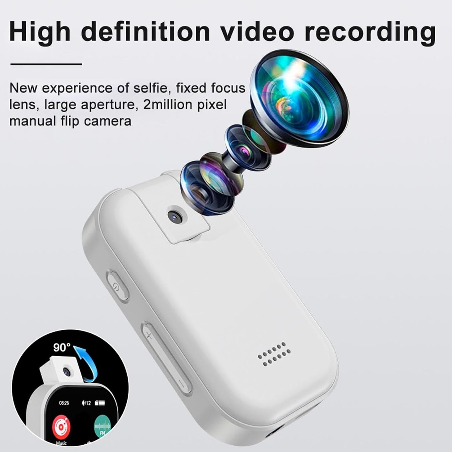 Bewinner Mp3 2.01 Inch 720p (8G Player, Touch Screen Video Recording Music Recording for Traveling Small Memory Card)