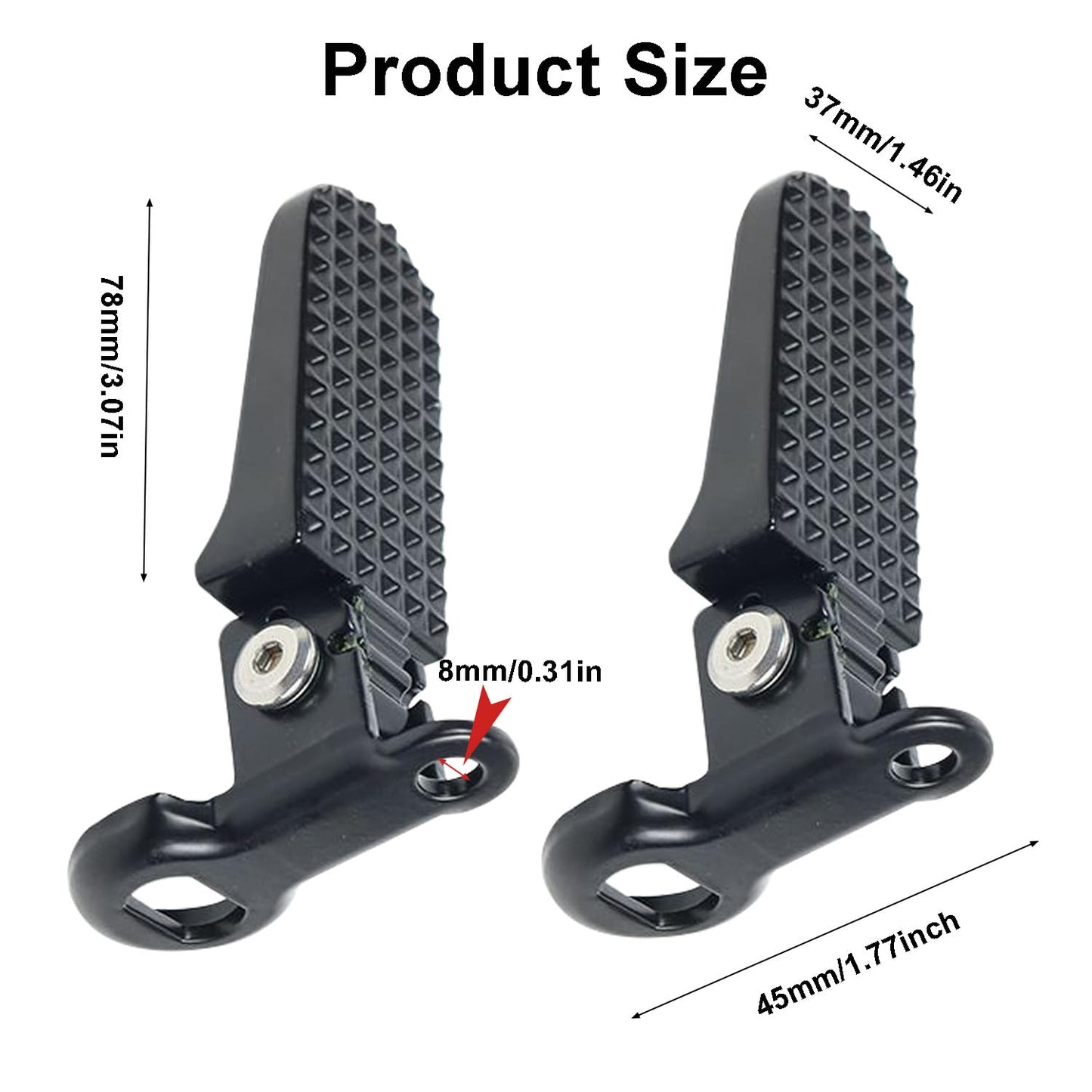 Reicyfang 1 Pair of Bike Foot Pegs, Aluminium Alloy Non-Slip Bike Rear Pedals,Mini Folding Bicycle Foot Pegs for Mountain, City, E-Bikes & Folding Bicycles