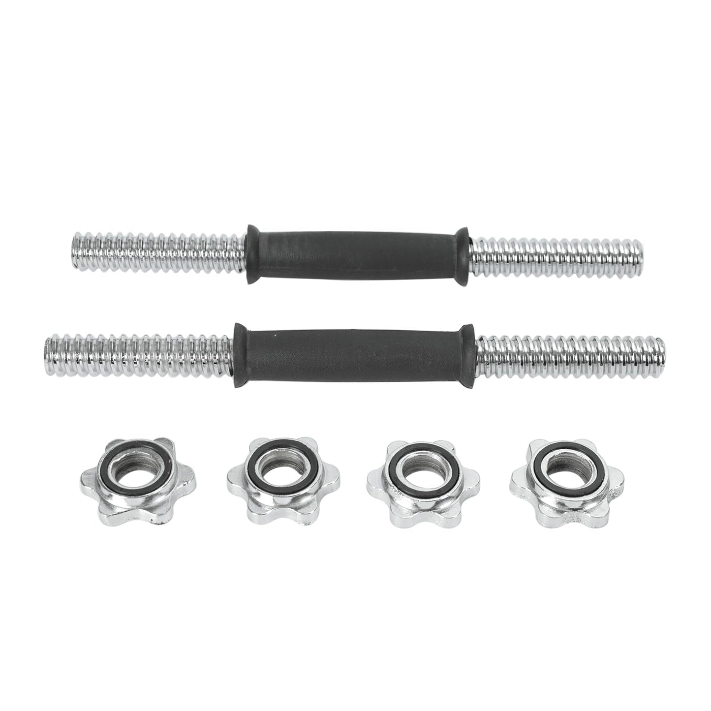 Threaded Dumbbell Rubber/Chrome Handles, Adjustable Dumbbell Bar Handles for Gym Workouts, Exercise, Weightlifting - Fit 1 inch Standard Weight Plate,Sold in Pair