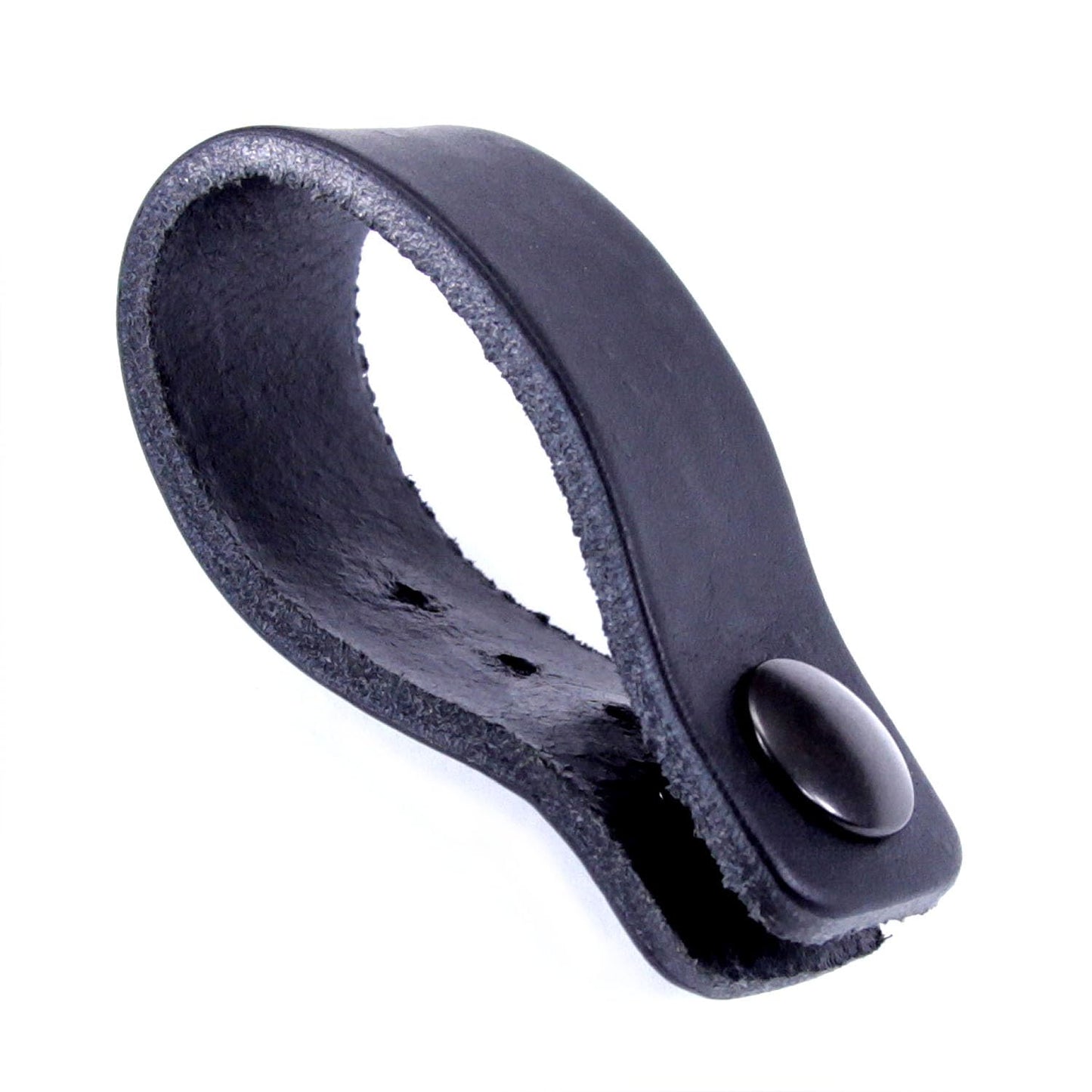 IWB Belt Loop - (8-9oz Leather) - Black w/Black Pull-The-Dot Snap & Mounting Hardware - 6.0 x 0.875 Inches - for IWB Holster Carry - (Fit 1.25-2.00 Inch Belts (Adjustable)