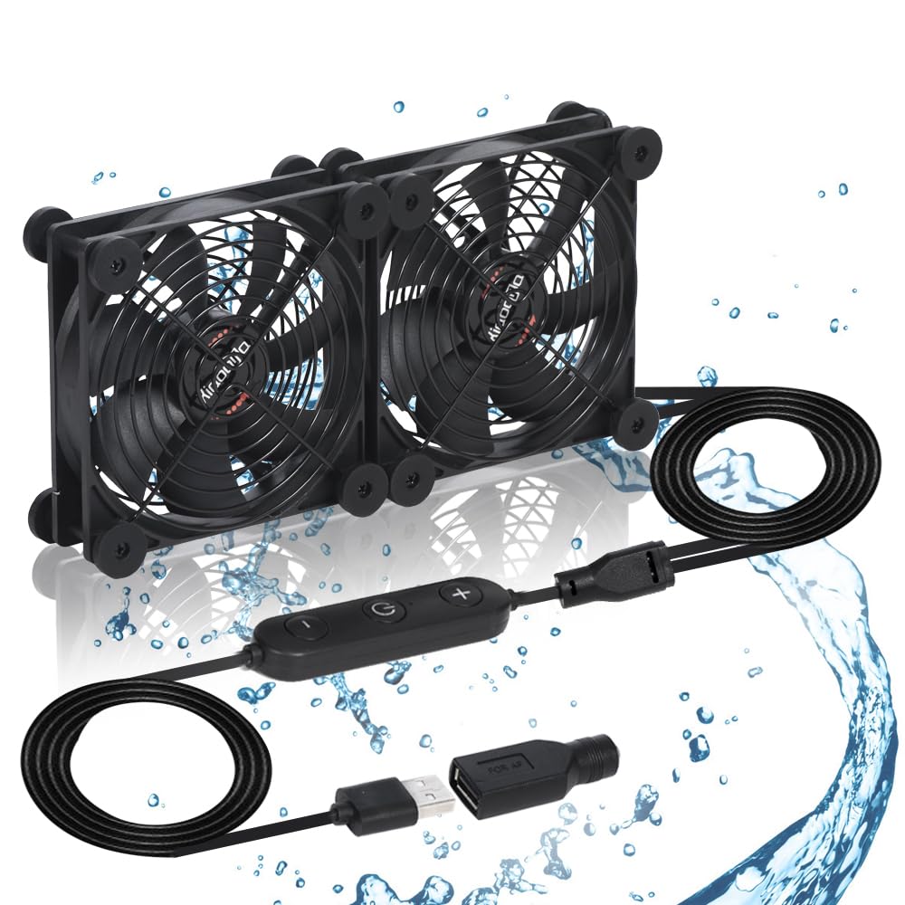 xiaoqijia 120mm 10 5V 12V IPX5 Dual Fan with Speed USB DC Waterproof Cooling Fan for Tablet TV Receiver Router DVR Xbox