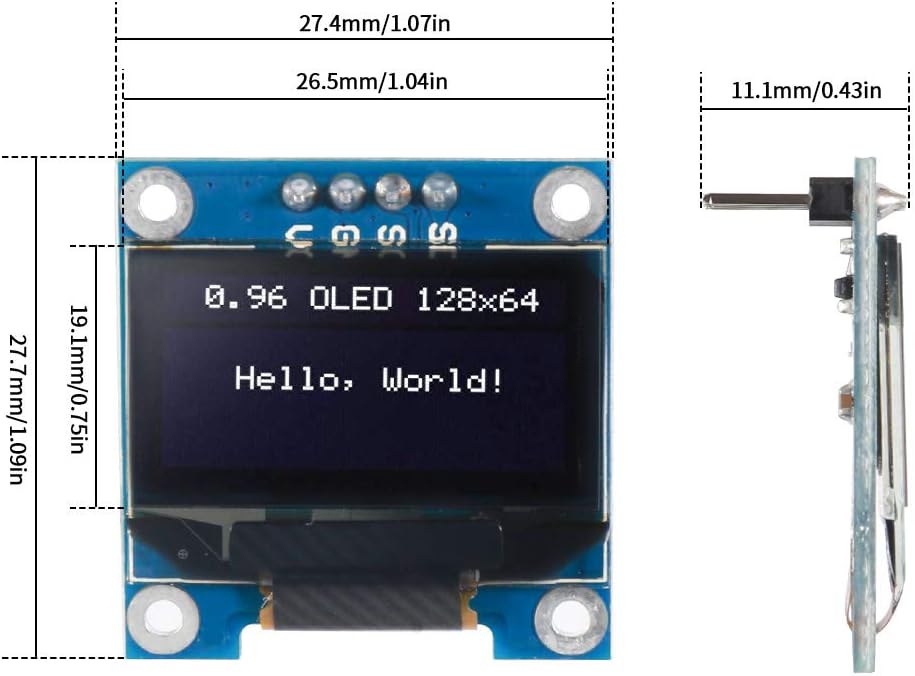 UMLIFE 10PCS 0.96" 12864 128x64 SSD1306 I2C (10PCS, OLED Module OLED Display Driver IIC Serial Self-Luminous Display