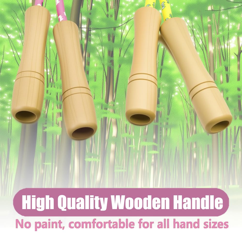 Homello Jump Rope for Kids - Wooden Handle - Adjustable Cotton Braided Fitness Skipping Rope for Toddler Fitness Workout Exercise Outdoor Activity