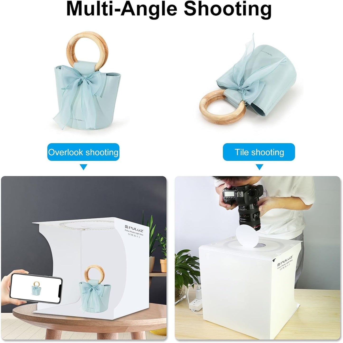DEPTHLAN 12" 6 (12 inch Photo Light Box Portable Folding Photography Light Tent kit with White Light Warm Light