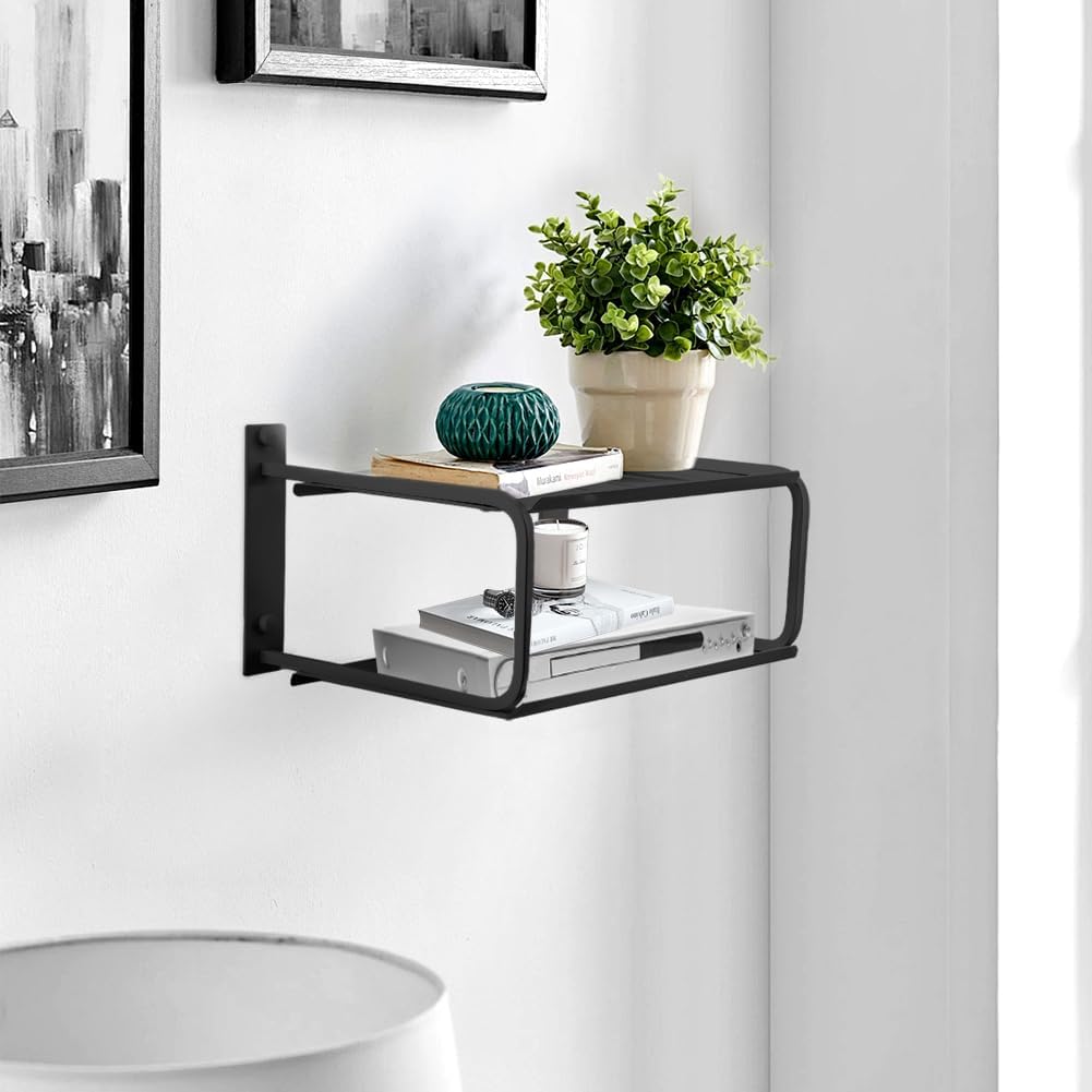 Tookie 2 Accessories(10.24 8.27in) Layers Projector Shelf, Wall Mount Double Floating Shelf Under TV Entertainment