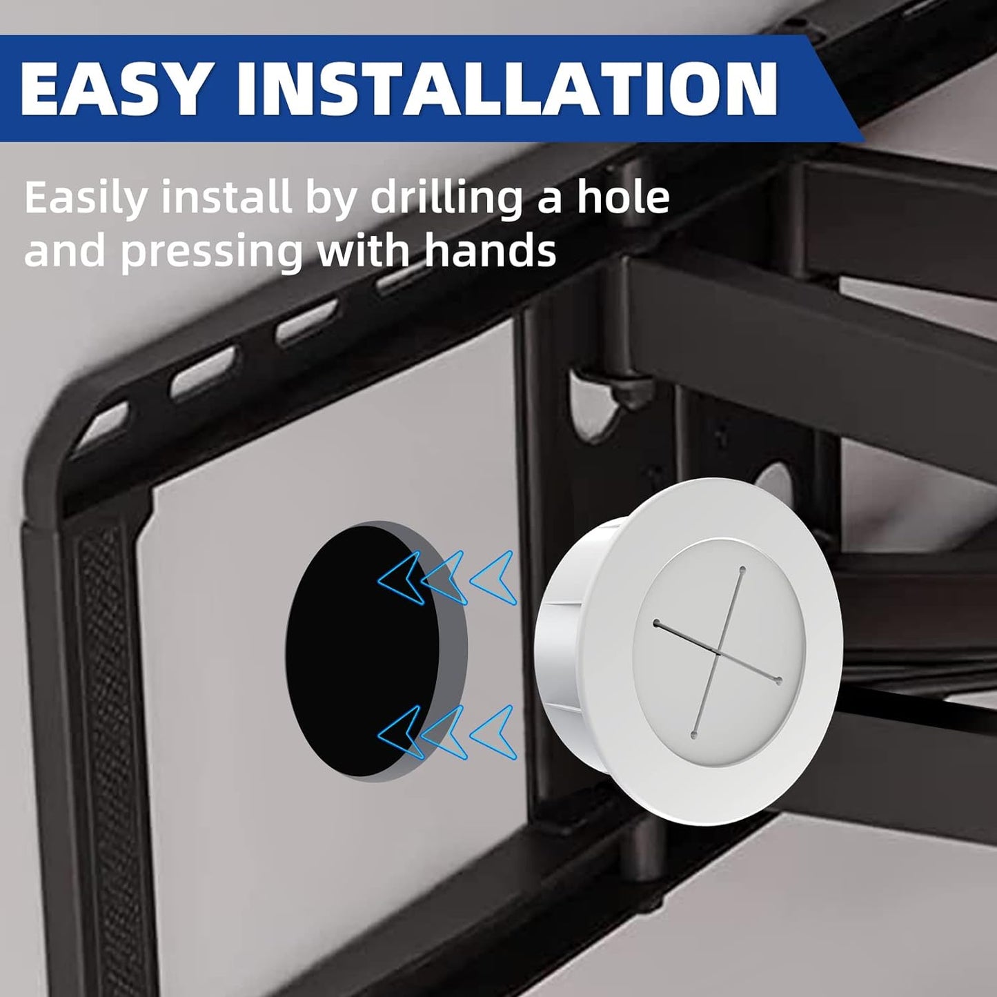 Riozoo 2 TV Wire Hider Kit for Wall Mount TV, White in Wall Cable Management Kit, Includes Pass Throughs and Hole Saw