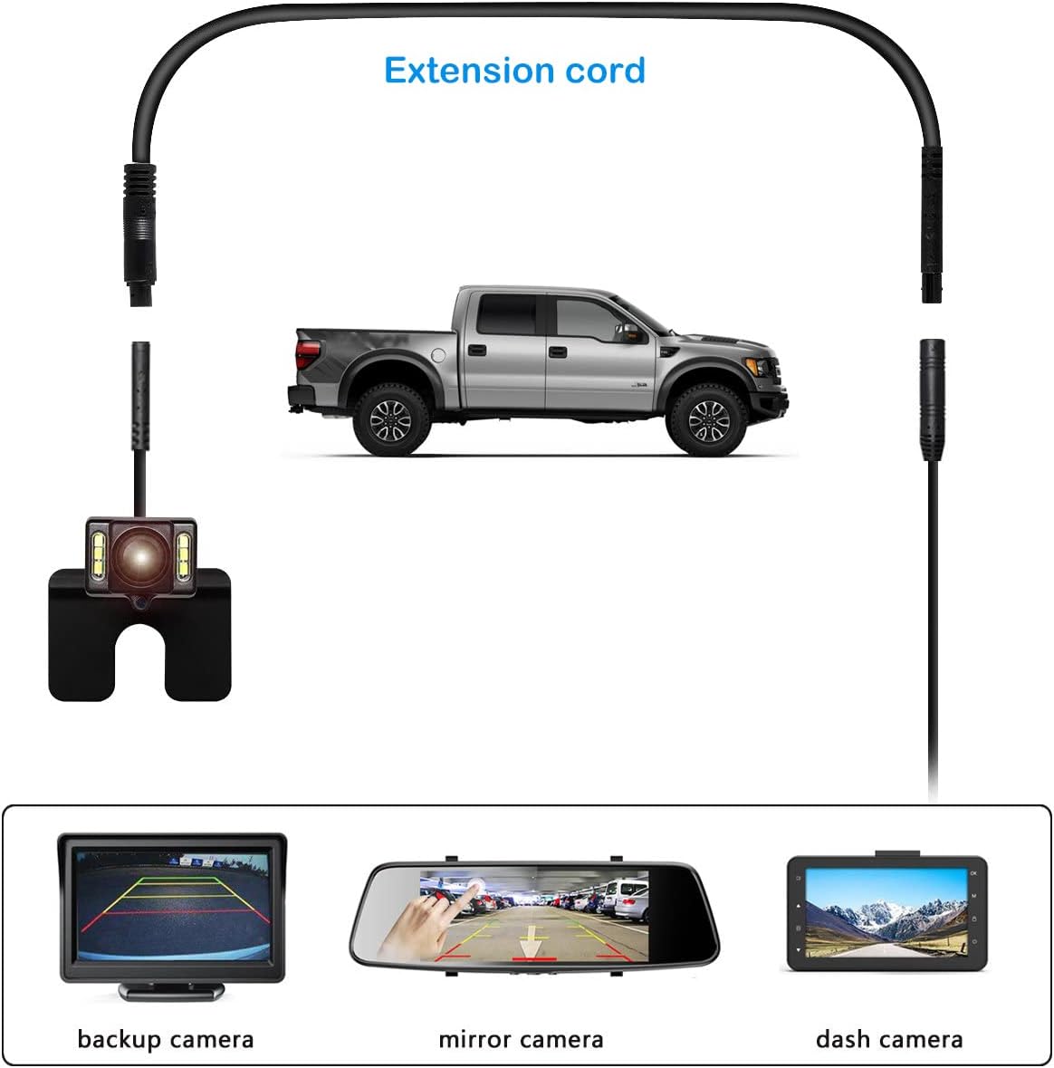 YQMAJIM 5 9.8 Recorder(5 9.8Ft) Dash Cam Rear View Camera Extension Cord, Pin Ft Extension Cable for Car Backup