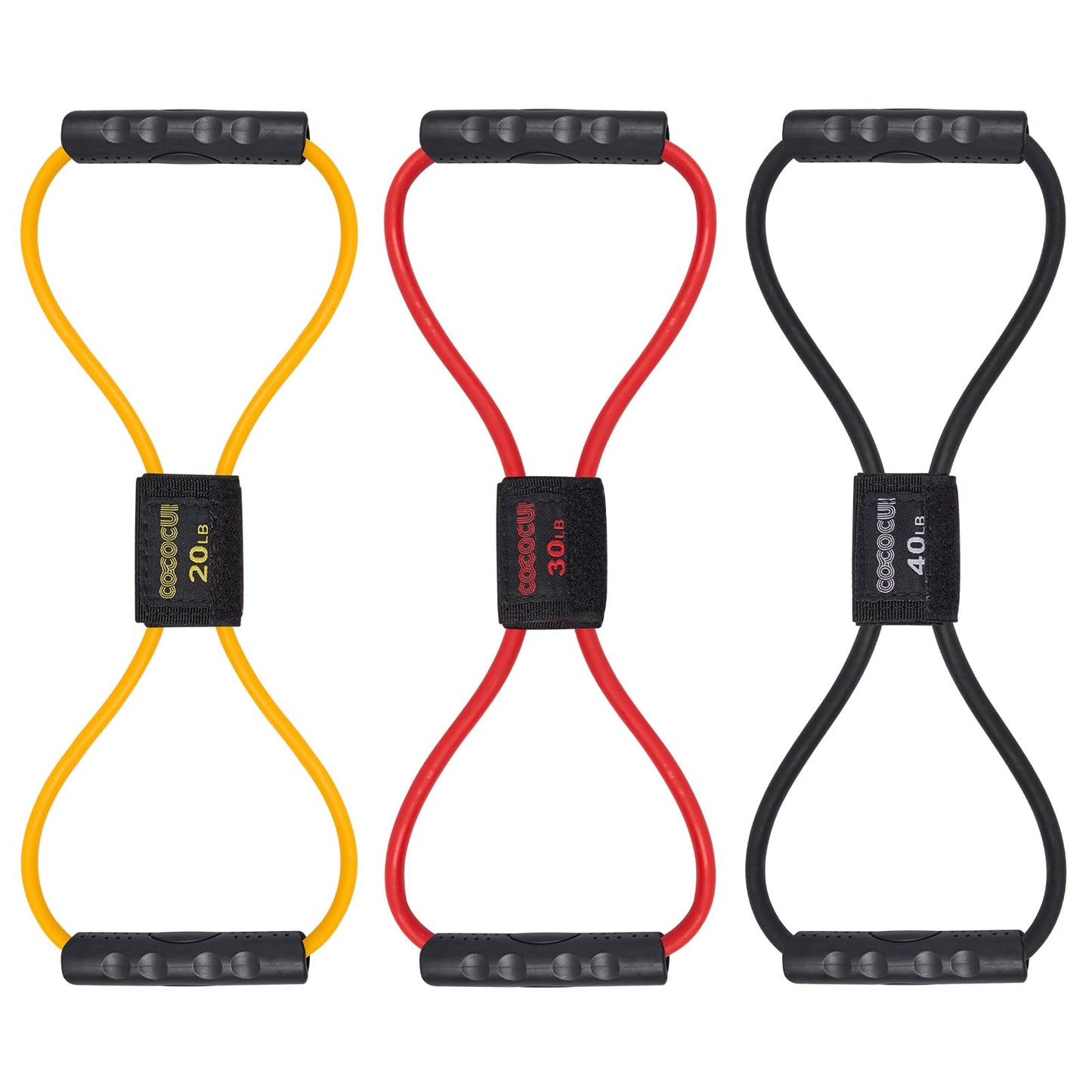 Figure 8 Resistance Bands with Handles for Women Men, Exercise Bands for Back, 8 Shaped Resistance Bands for Arms, Shoulder, Leg Stretching, Physical Therapy, Yoga, Pilates, Home Gym Workout Equipment
